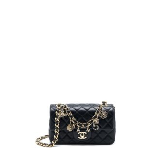 Chanel Mini Rectangular with coco bag charm Limited Edition Lambskin Black LGHW