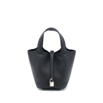 Hermes Picotin 18 Clemence Black SHW Stamp Y