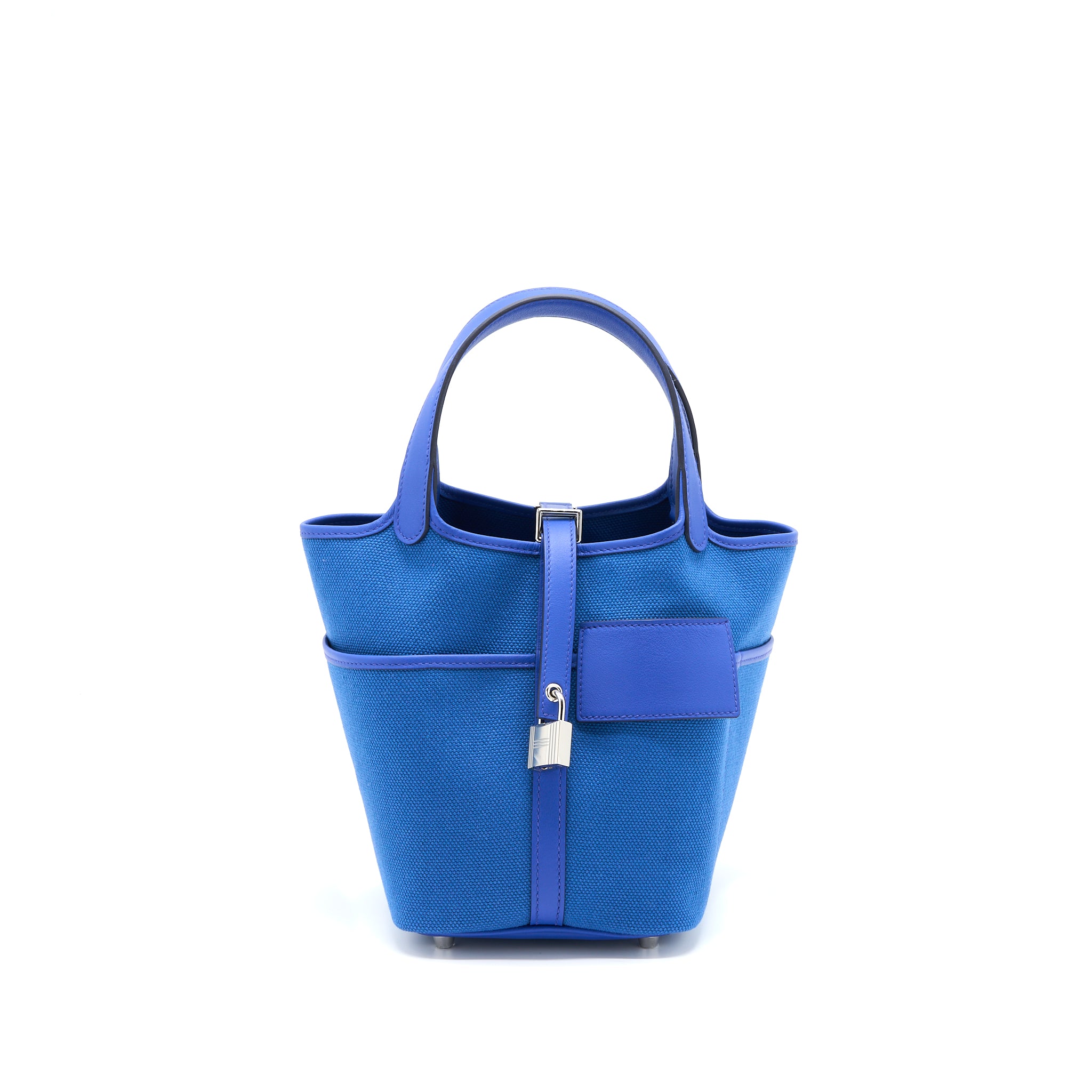 Hermes Picotin Cargo 18 Lock Bag Toile Canvas/Swift Leather Bleu Egee /Bleu Royal SHW Stamp U