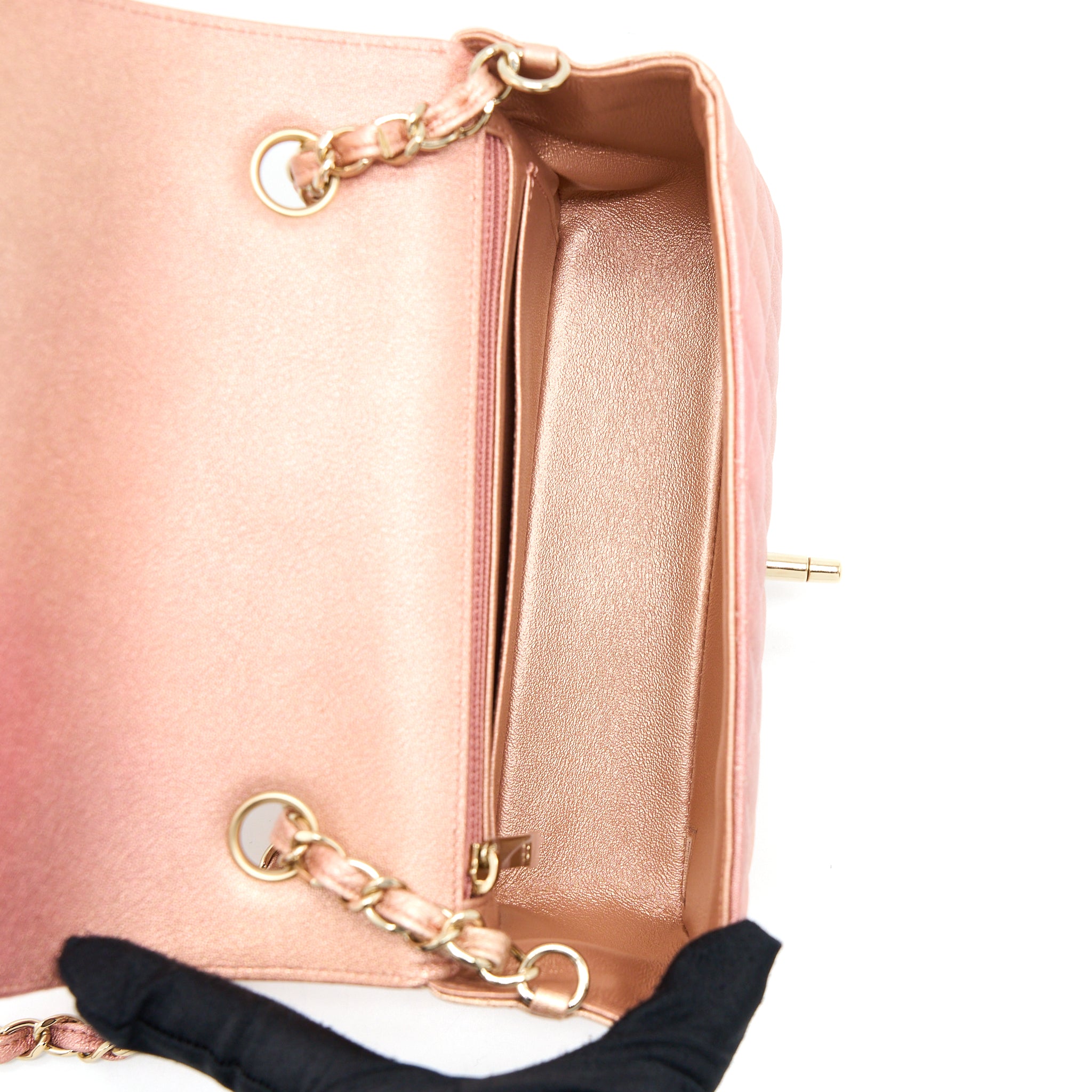 Chanel 21S Mini Rectangular Flap Bag Metallic Grained Lambskin Ombré Rose Gold LGHW - Image 6