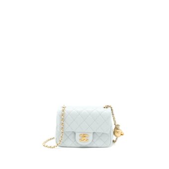 Chanel 23C Pearl Crush Mini Square Lambskin Light Grey GHW (Microchip)