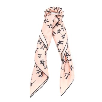 Chanel Hair Tie Silk Twilly Pink/Black