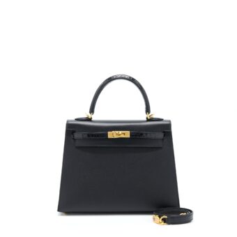 Hermes Kelly 25 Sellier Touch Madame / Crocodile Black GHW Stamp Z