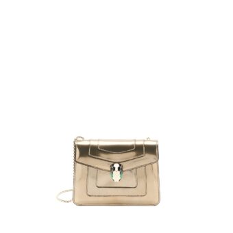 Bvlgari Serpenti Forever Shoulder Bag Patent Metallic Gold GHW