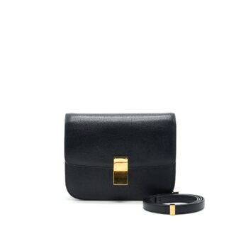 CELINE MEDIUM CLASSIC BOX BAG IN GRAINED CALFSKIN BLACK