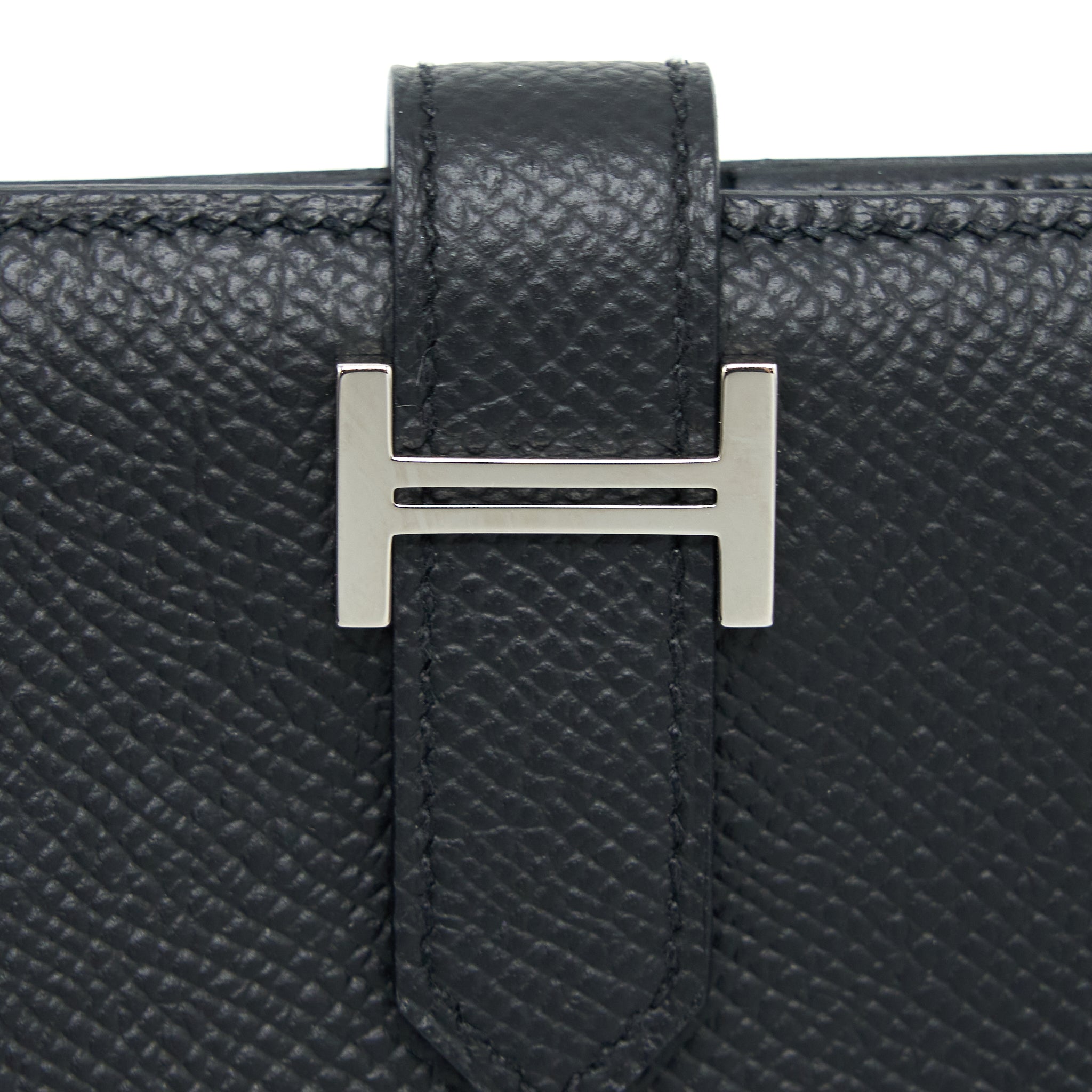 Hermes Bearn Compact Wallet Epsom Black SHW Stamp Y - Image 4