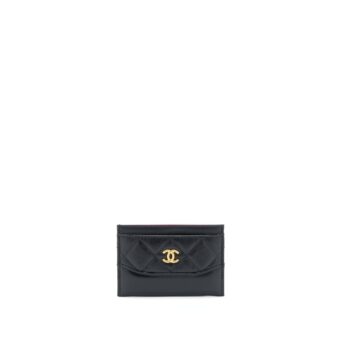 Chanel Gabrielle Card Holder Aged Calfskin Black GHW