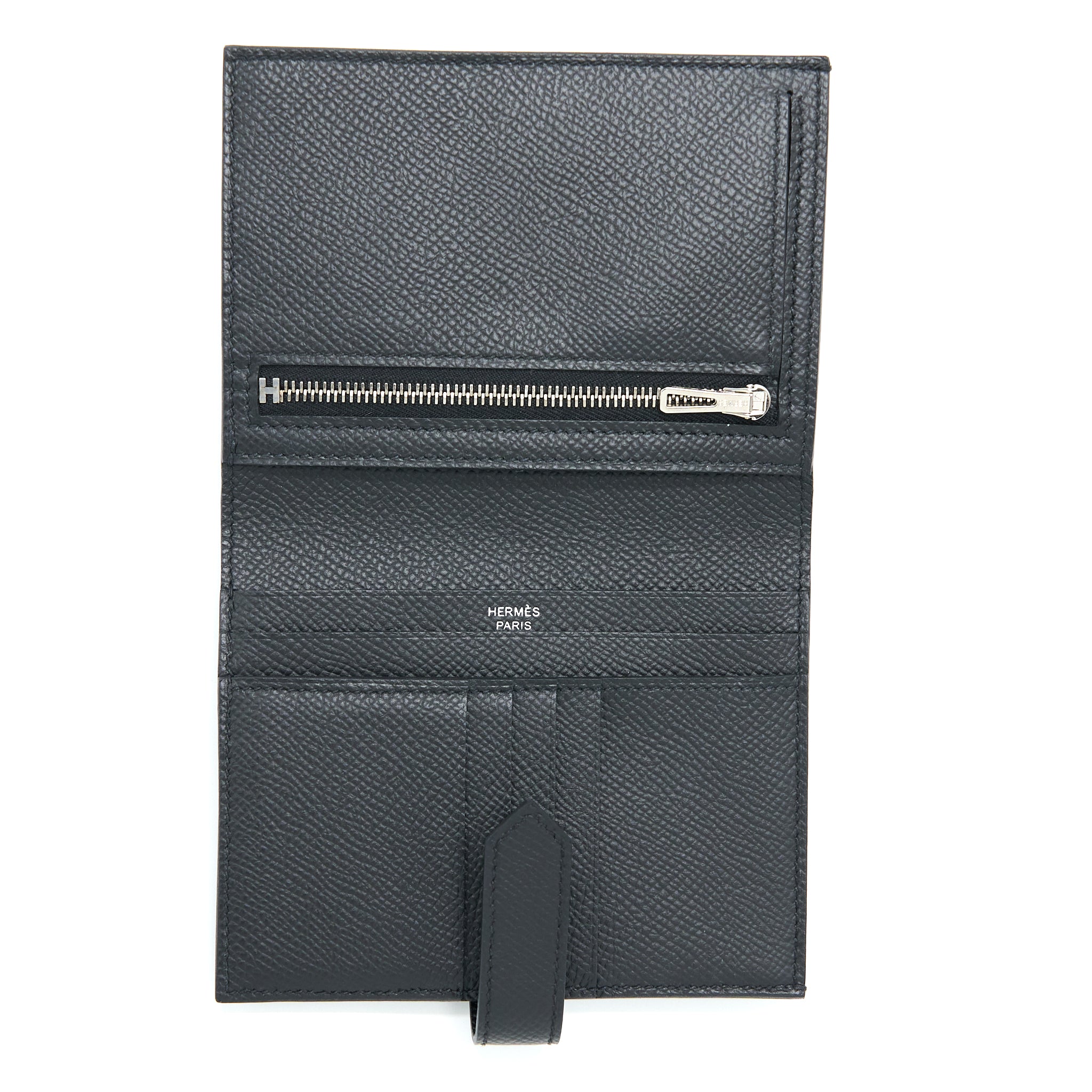 Hermes Bearn Compact Wallet Epsom Black SHW Stamp Y - Image 10