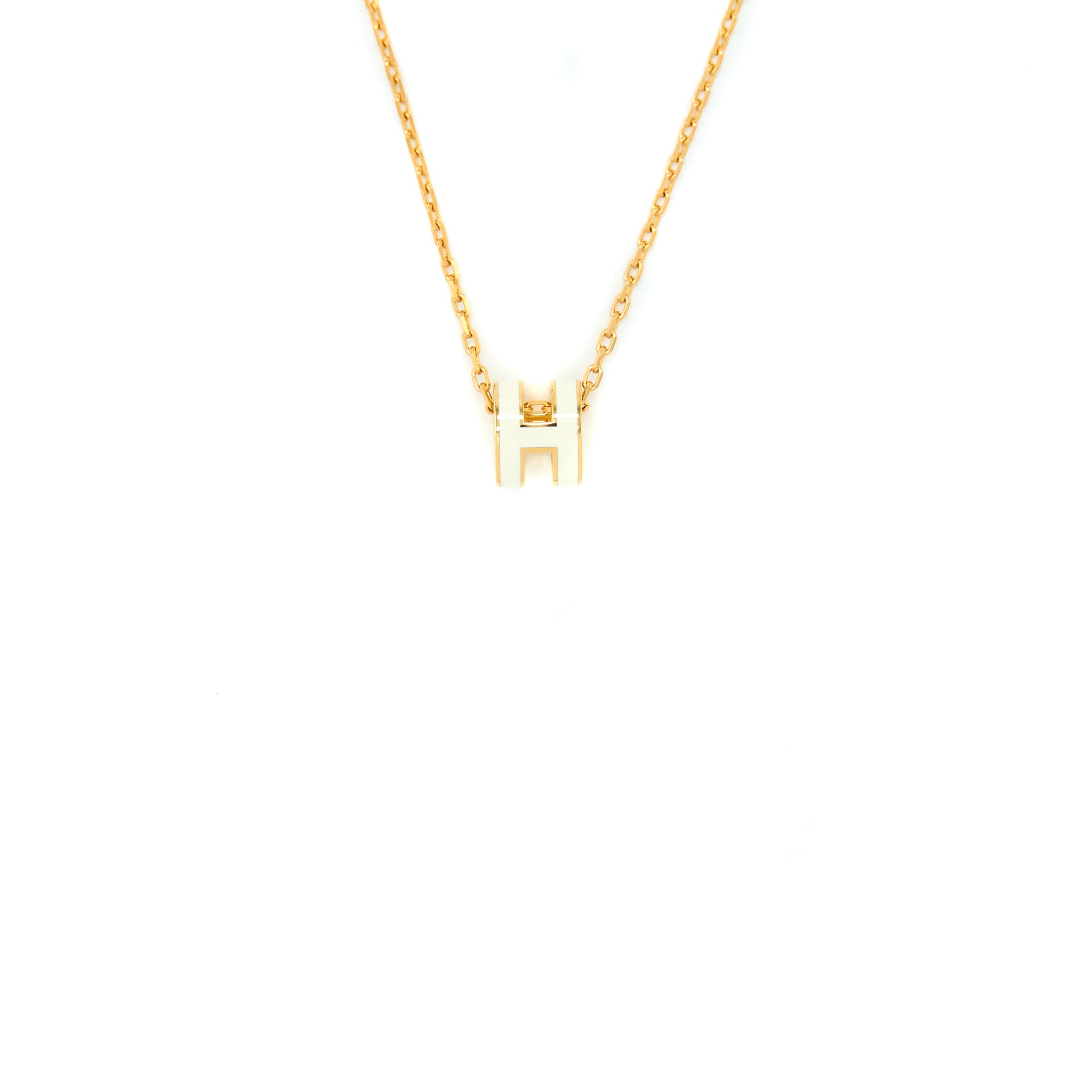 Hermes Mini Pop H Pendant White GHW