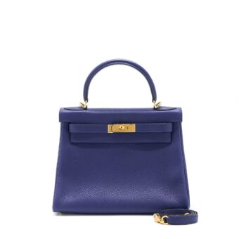 Hermes Kelly 28 Clemence Bleu Encre GHW Stamp D