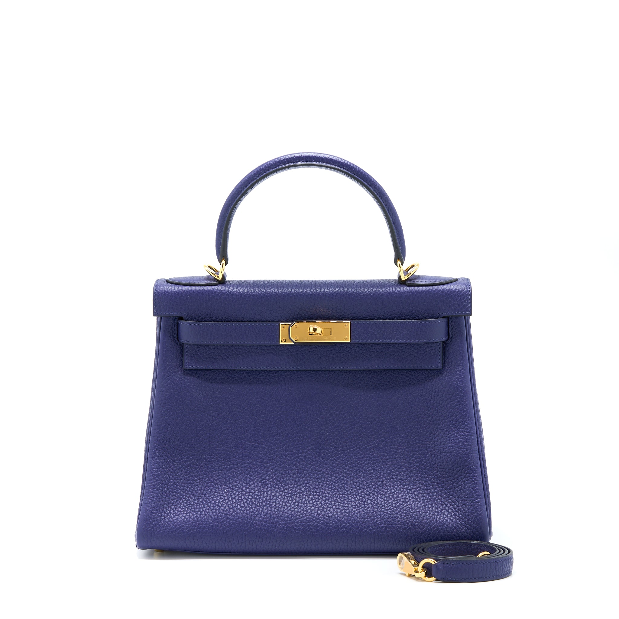 Hermes Kelly 28 Clemence Bleu Encre GHW Stamp D