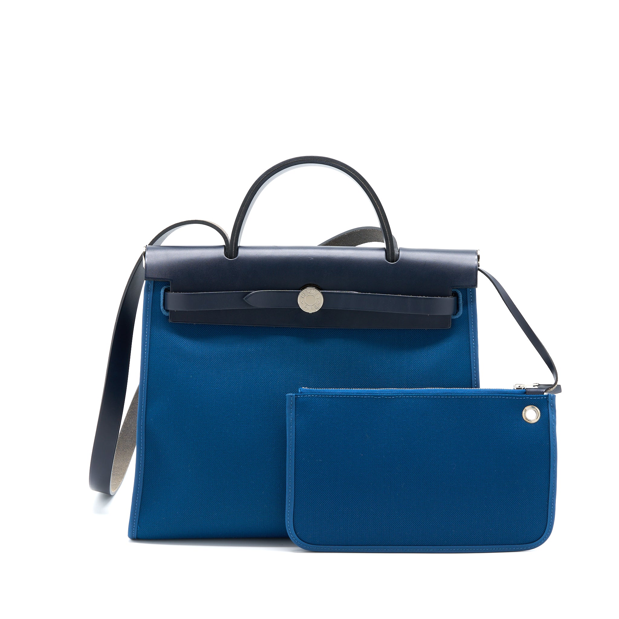 Hermes Herbag Zip 31 Bag Canvas Dark Blue SHW Stamp Y