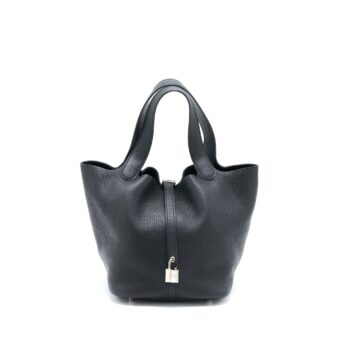 Hermes Picotin 22 Lock Bag Clemence Black SHW Stamp D