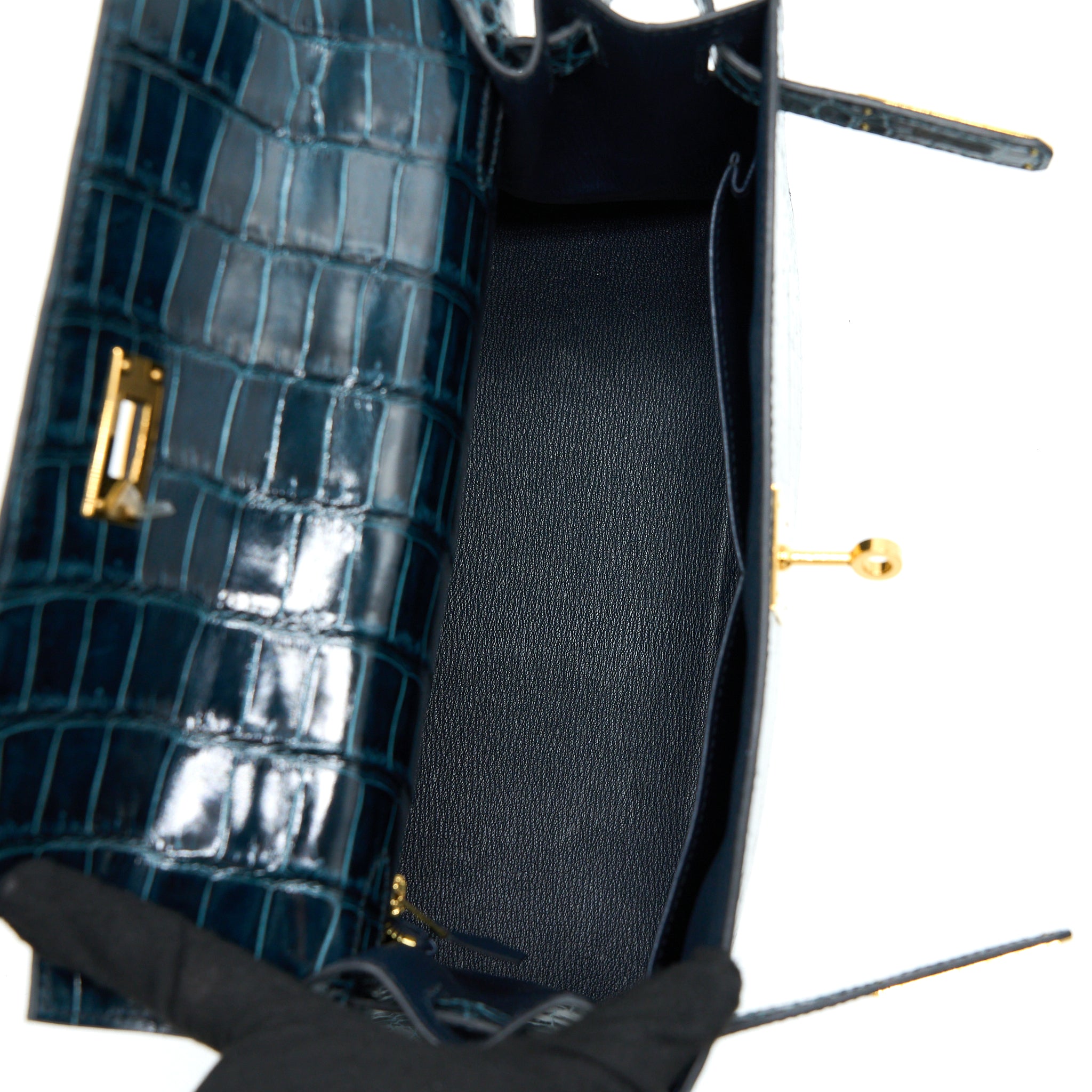 Hermes Kelly 28 Crocodile Porous Kisses V0 Vert Rousseau GHW Stamp D - Image 6