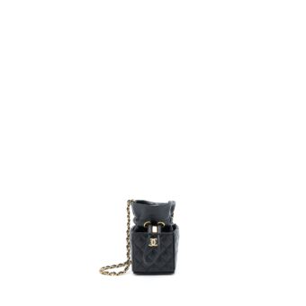 Chanel Mini Vanity Bucket Crossbody Lambskin Black Brushed GHW