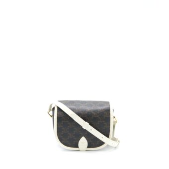 Celine Medium Folco Bag Triomphe Canvas/White LGHW