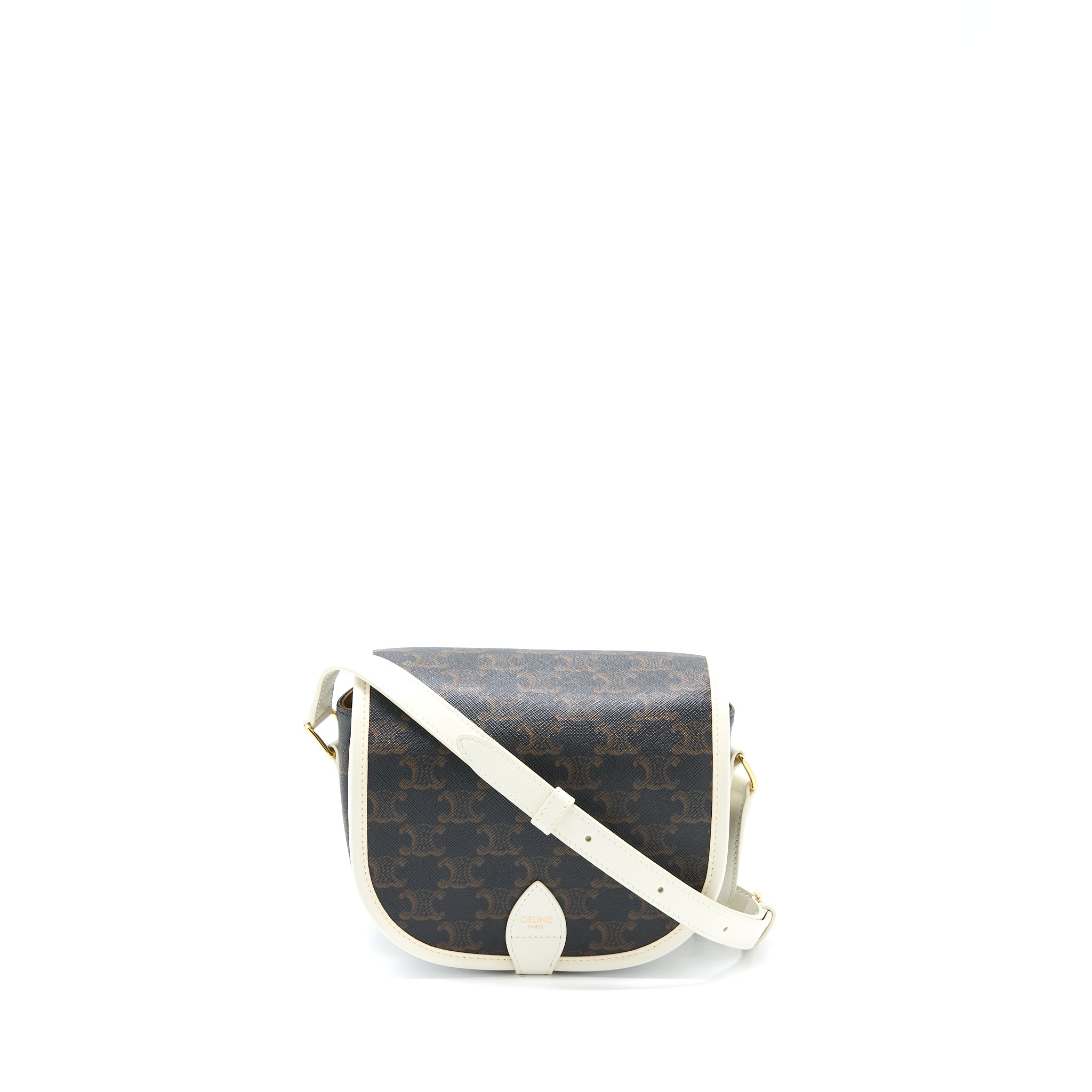 Celine Medium Folco Bag Triomphe Canvas/White LGHW