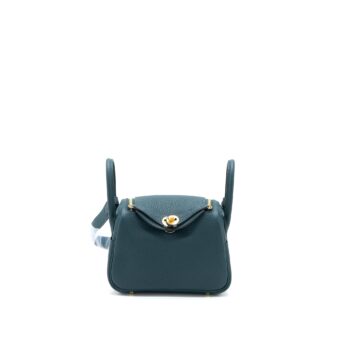 Hermes Mini Lindy Clemence 6O Vert Cypres GHW Stamp U