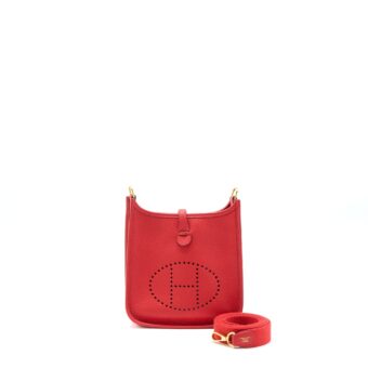 Hermes Mini Evelyne Clemence Rouge De Coeur GHW Stamp Y