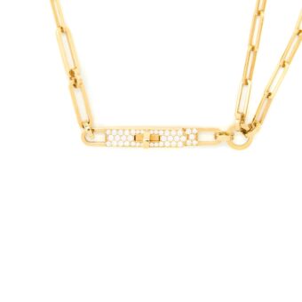 Hermes Kelly Chaine Lariat Necklace Small Model Yellow Gold Diamonds