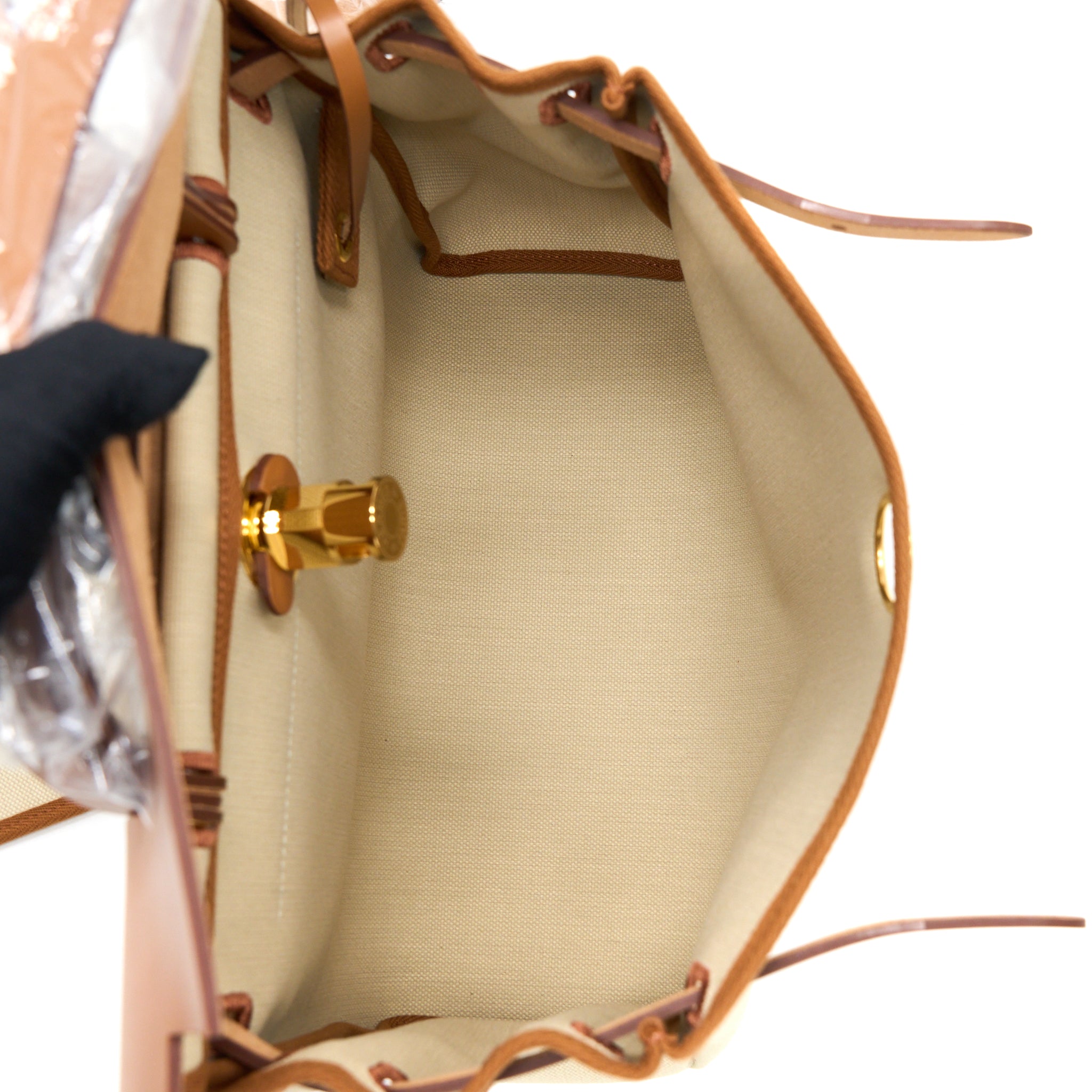 Hermes Herbag Zip 31 Bag Leather/Canvas Benton/Fauve GHW Stamp U - Image 5
