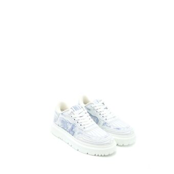 Dior Size 37 Addict Blue Toile De Jouy Technical Fabric Low Top Sneakers