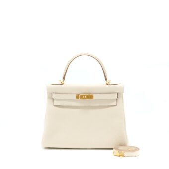 Hermes Kelly 28 Retourne Clemence Craie GHW Stamp Z