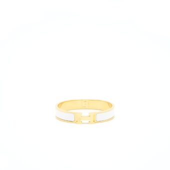 Hermes Size GM Clic H Bracelet Blanc GHW
