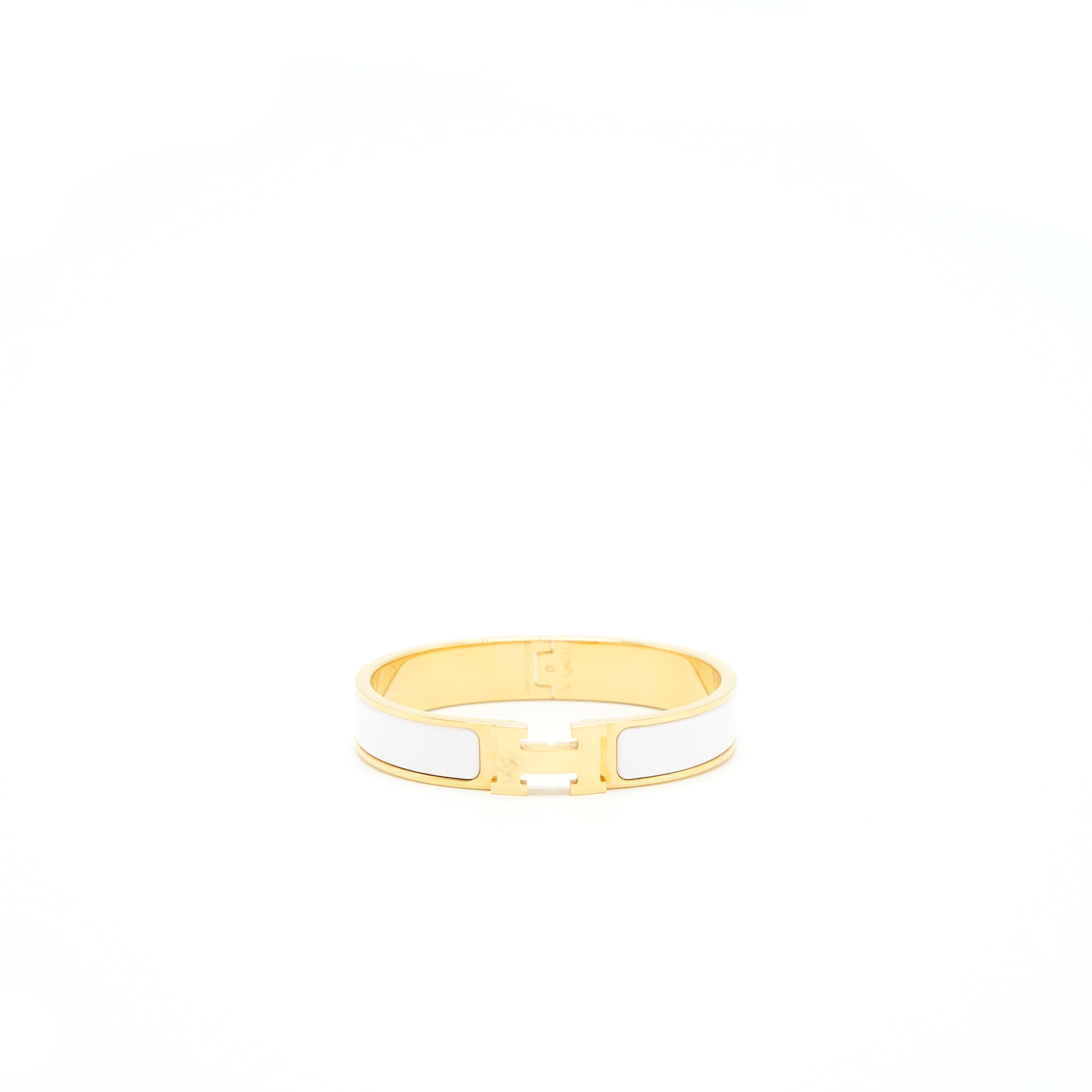 Hermes Size GM Clic H Bracelet Blanc GHW