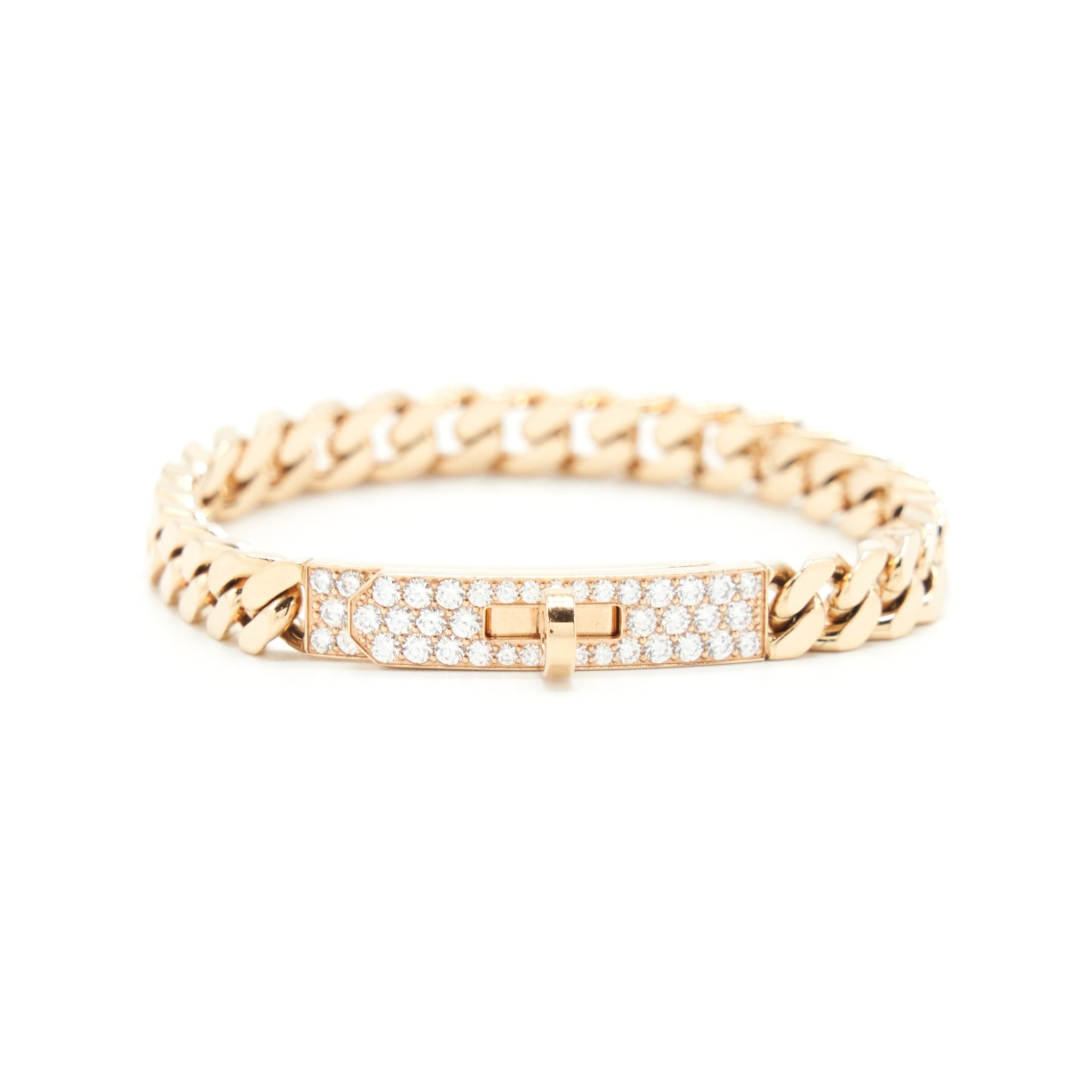 Hermes Size SH Kelly Gourmet The Bracelet Rose Gold With Diamonds
