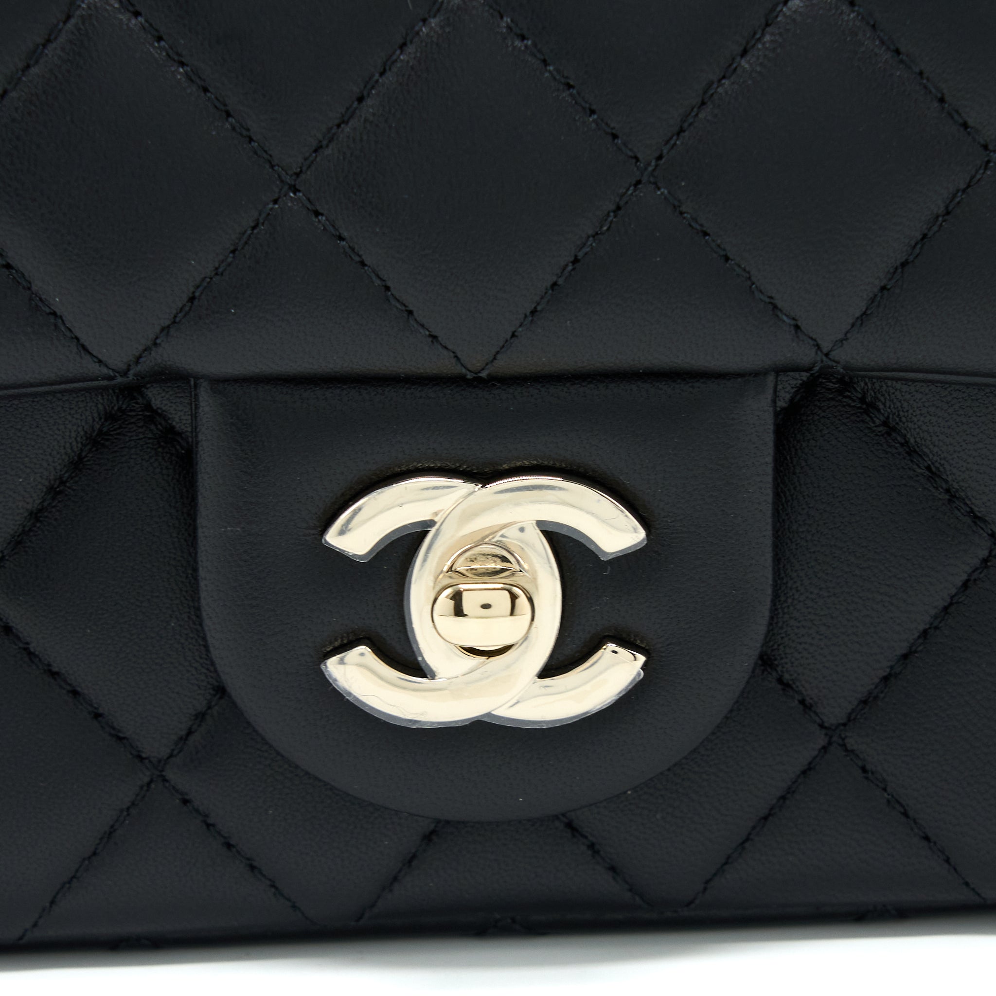 Chanel 23c Pearl Crush Mini Rectangular Lambskin Black LGHW (Microchip) - Image 7