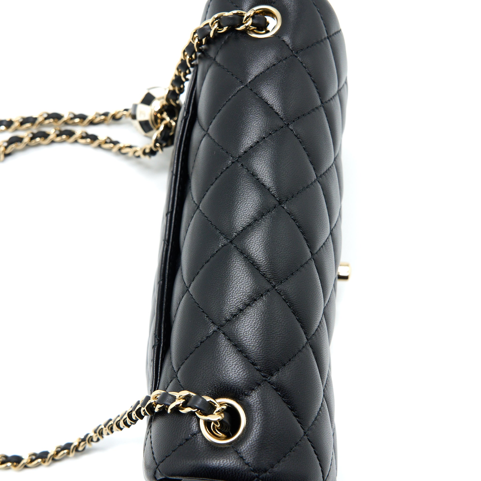 Chanel 23c Pearl Crush Mini Rectangular Lambskin Black LGHW (Microchip) - Image 9