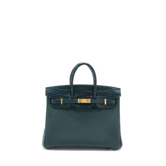 Herme Birkin 25 Touch Togo/Alligator Mississippiensis Vert Cypres GHW Stamp Z