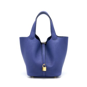 Hermes Picotin 22 Lock Bag Taurillon Maurice Blue Saphir GHW Stamp Z