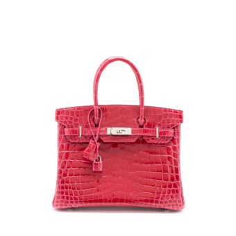 Hermes Birkin 30 Shiny Crocodile Rose Extreme SHW Stamp Y