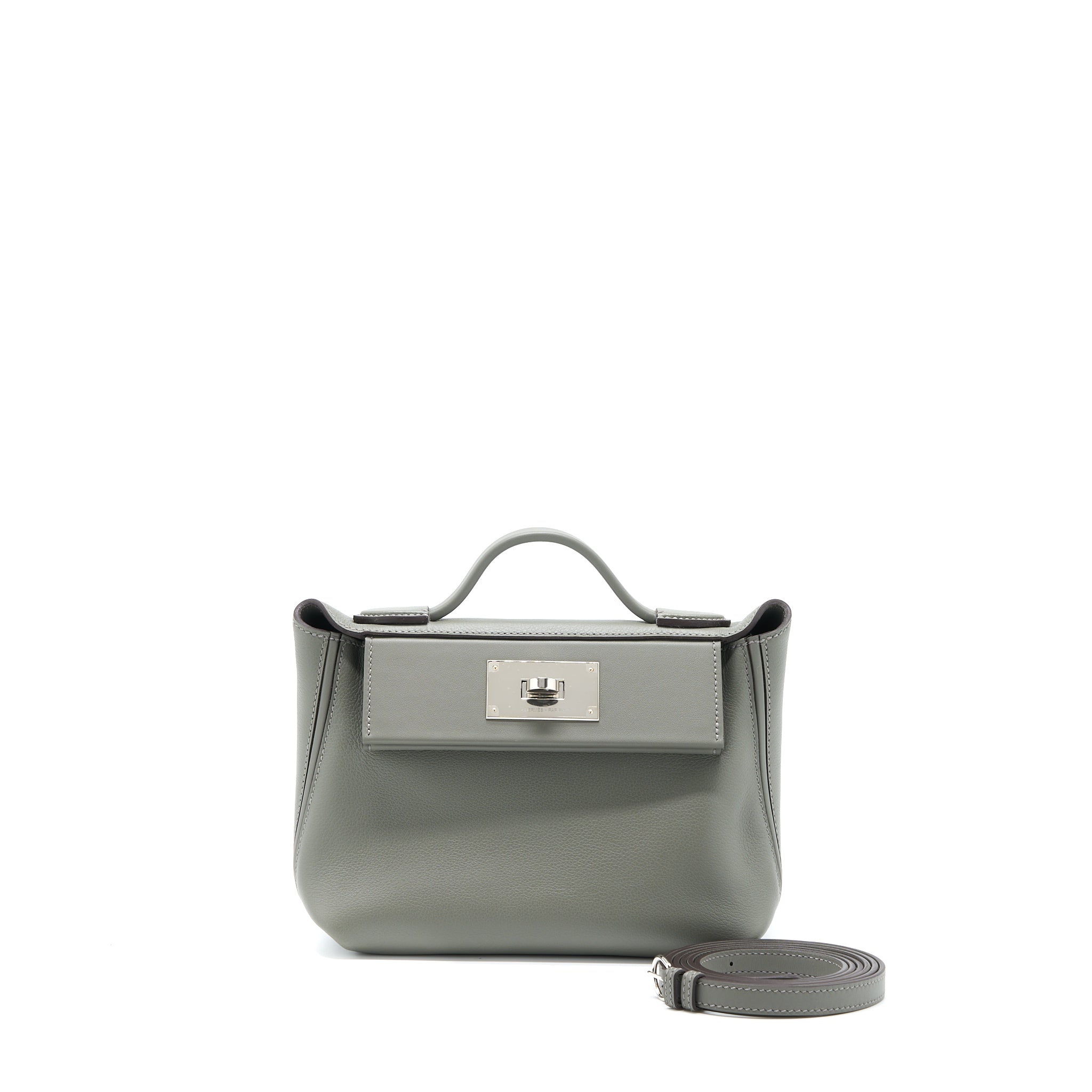 Hermes Mini 24/24 2424-21 Evercolor Gris Meyer SHW Stamp U