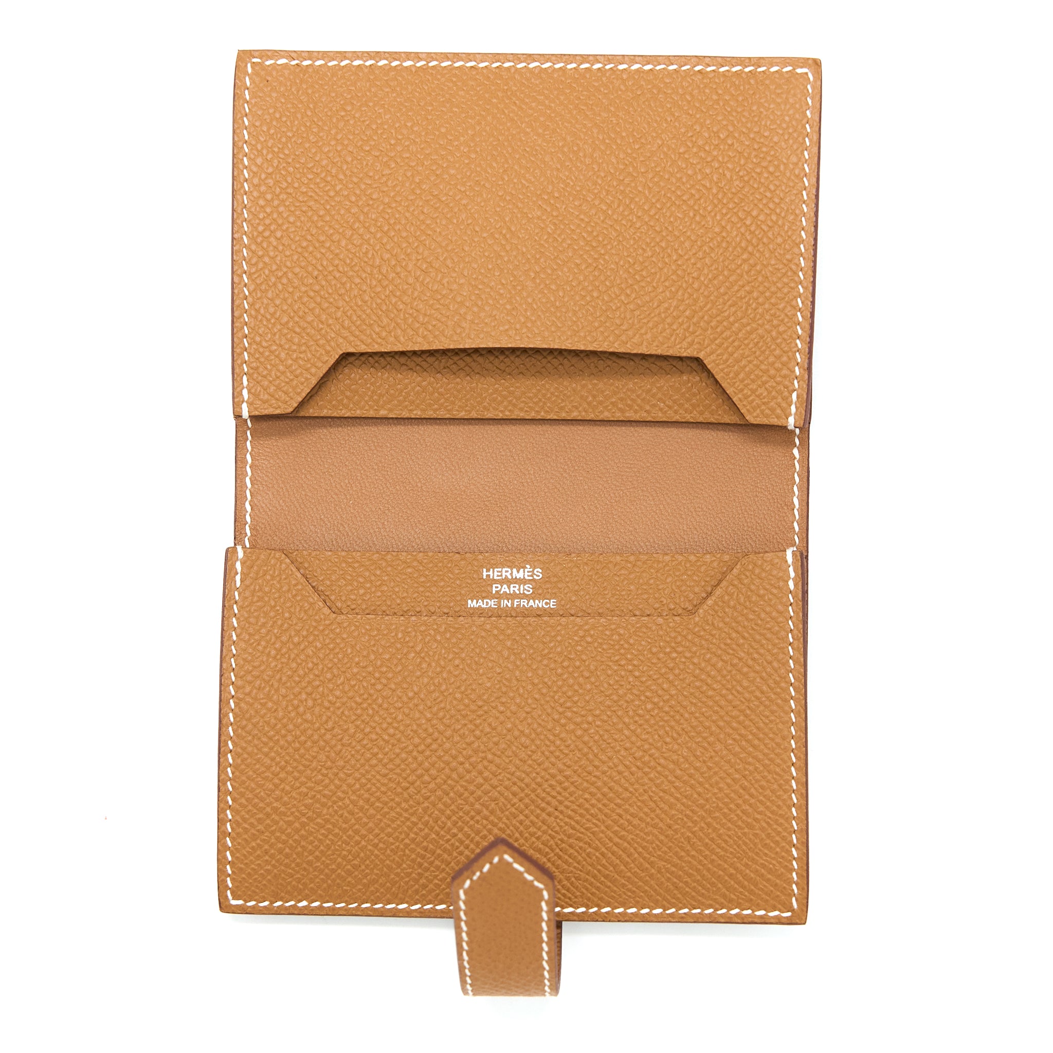 Hermes Bearn Cardholder Epsom Gold SHW Stamp U - Image 8