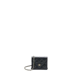 Chanel Card Holder On Chain Caviar Black LGHW