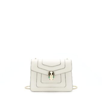 Bvalgari Serpenti Forever Crossbody Bag Calfskin White LGHW