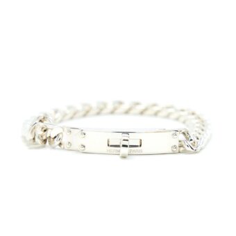 Hermes Size SH Kelly Gourmette Bracelet in sterling silver with Kelly clasp