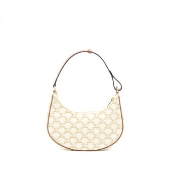 Celine Ava Bag in Triomphe Canvas/Calfskin White GHW