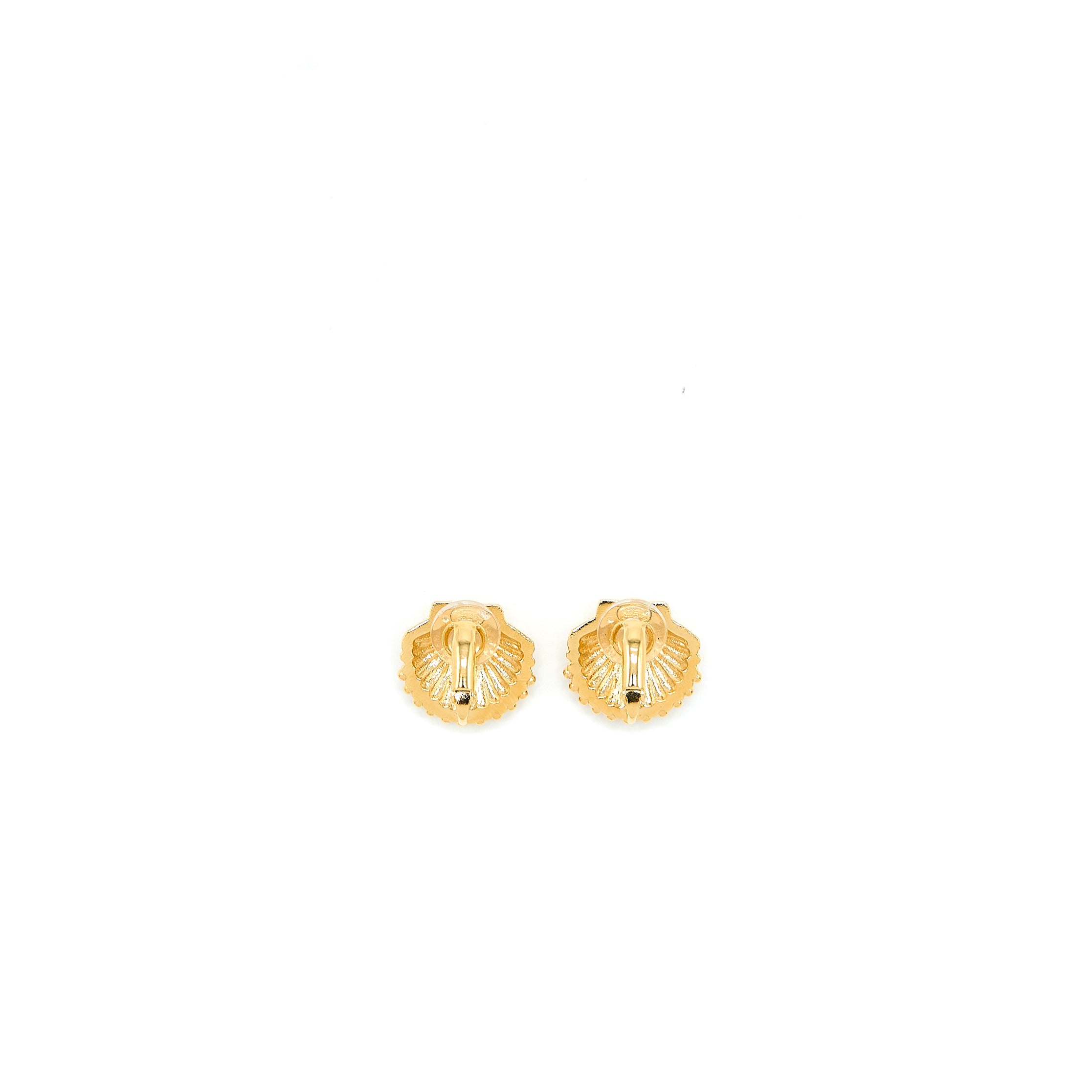 Chanel CC Logo/Shell Earclips Multicolour Crystal Gold Tone - Image 3