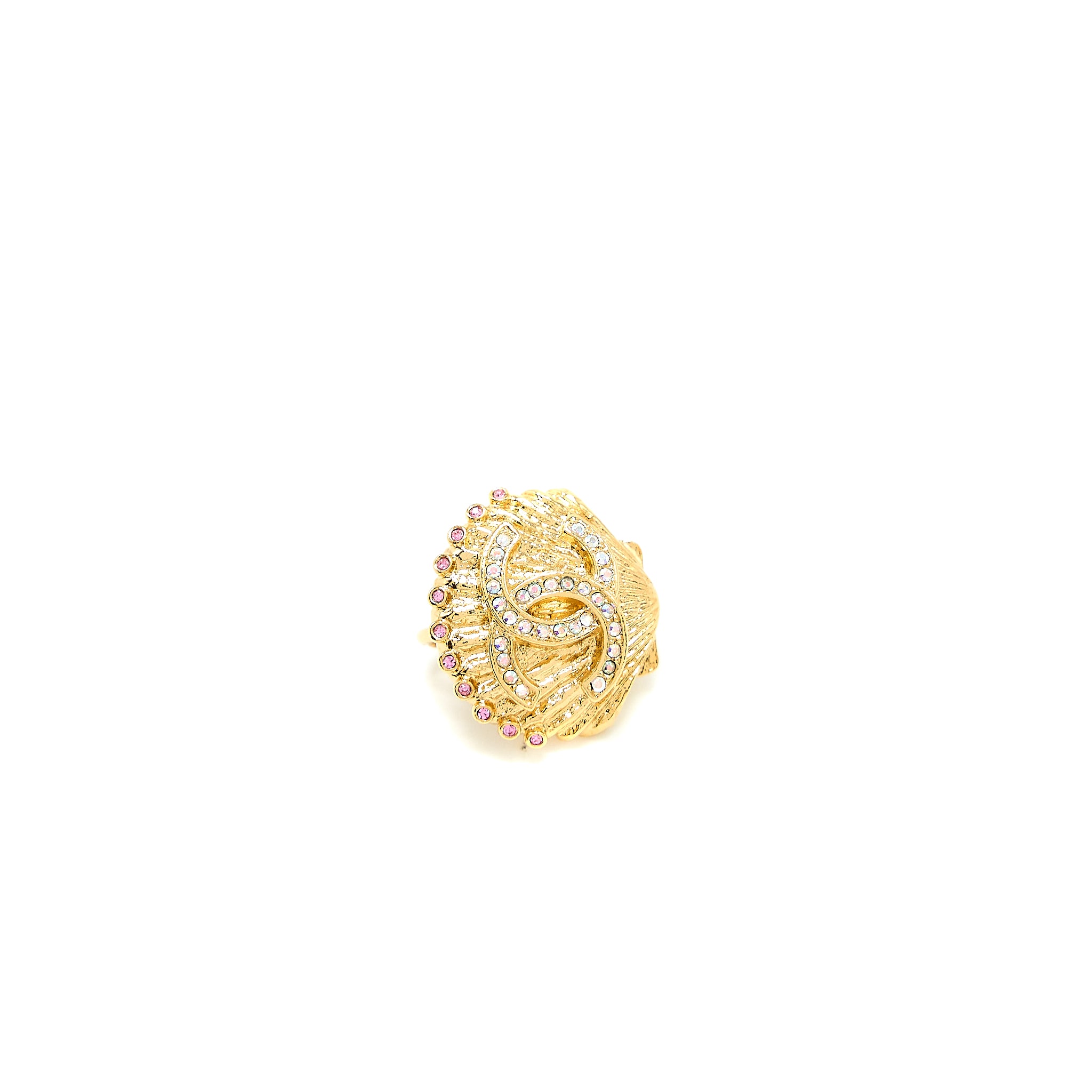 Chanel CC Logo/Shell Earclips Multicolour Crystal Gold Tone - Image 2