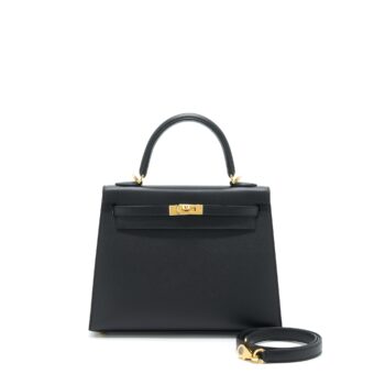 Hermes Kelly 25 Epsom Black GHW Stamp D
