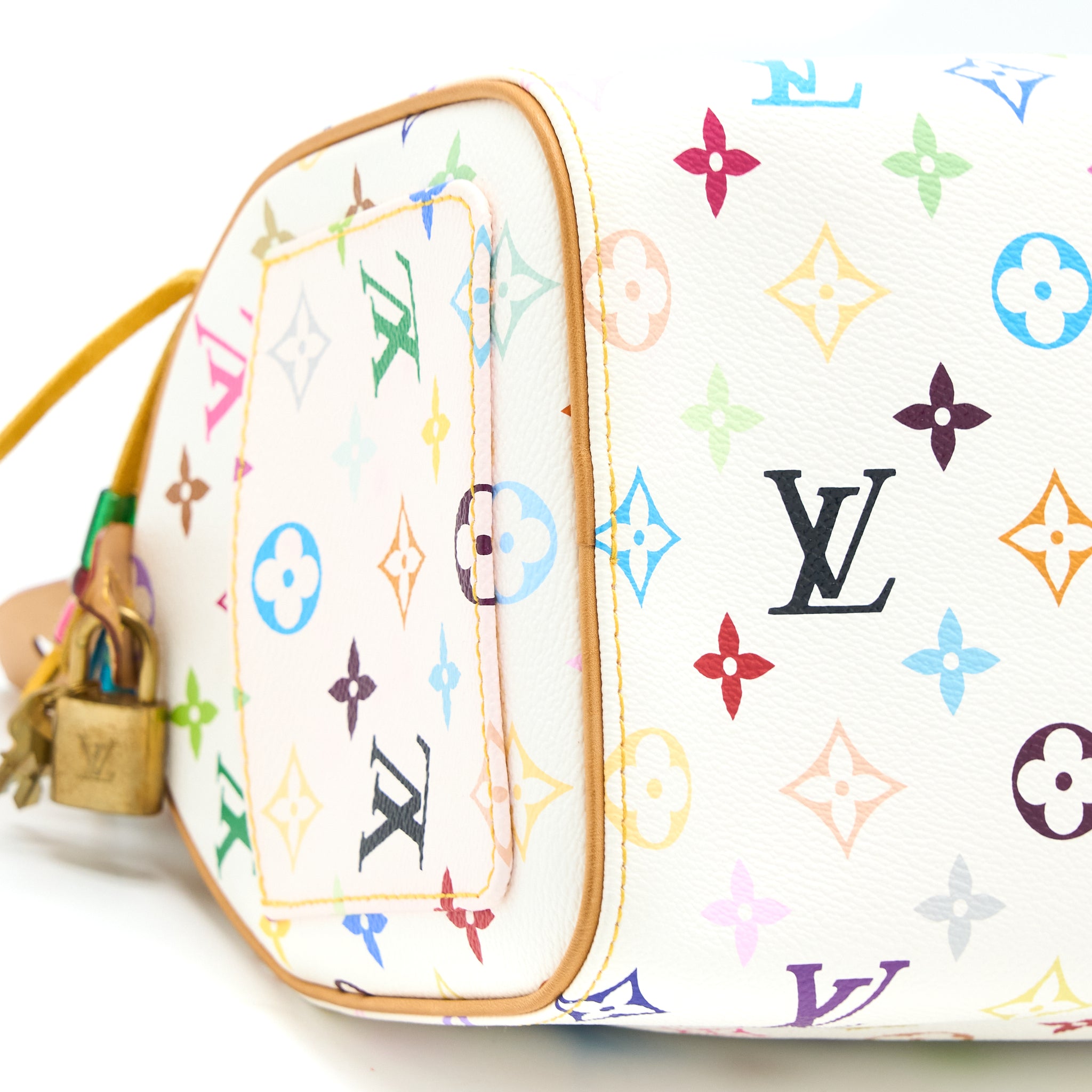 Louis Vuitton Vintage Speedy 25 Limited Edition White/Multicolour GHW - Image 12