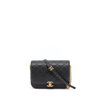 Chanel Messenger Bag Caviar Black Brushed GHW (Microchip)