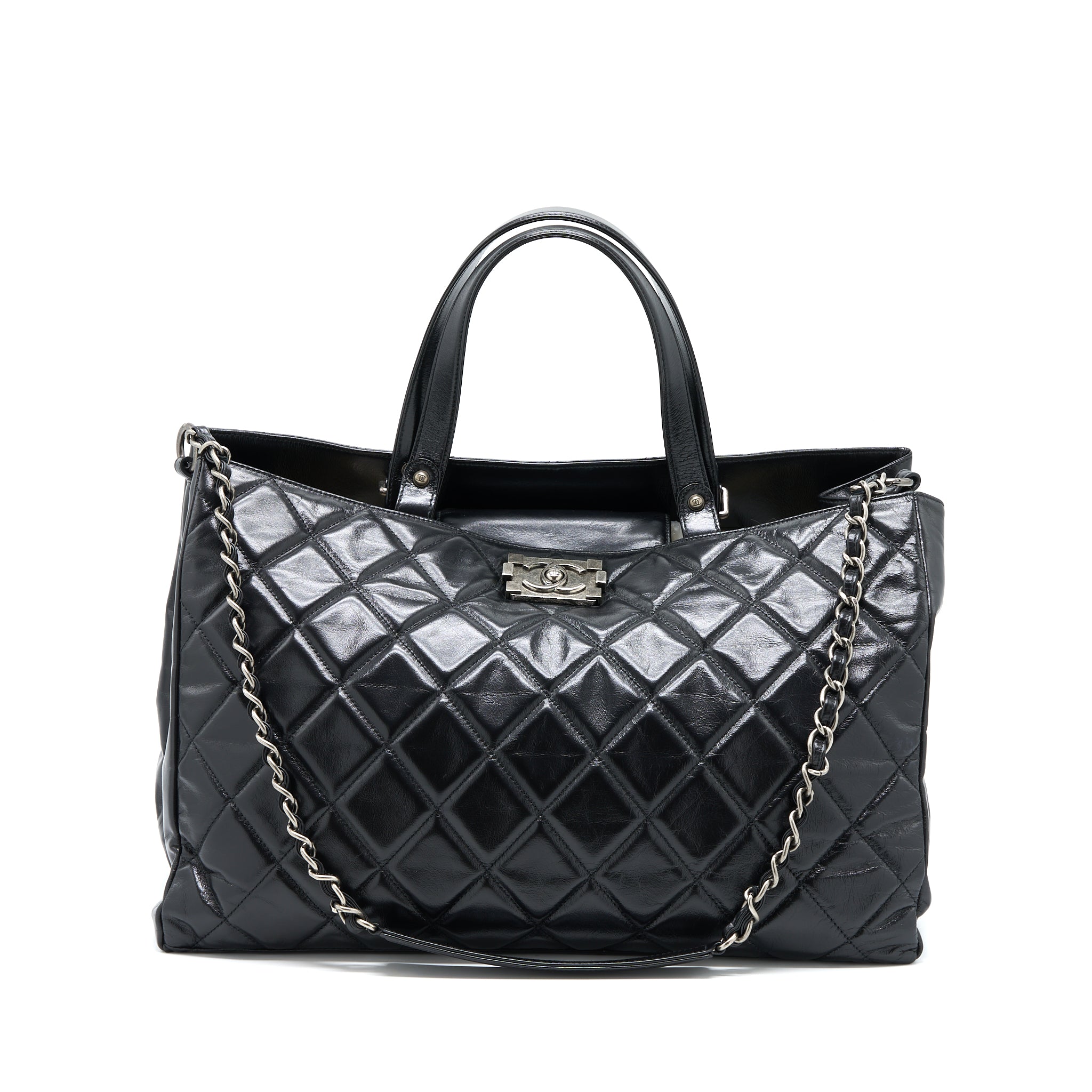 Chanel Large Tote Bag Calfskin Black Ruthenium Hardware