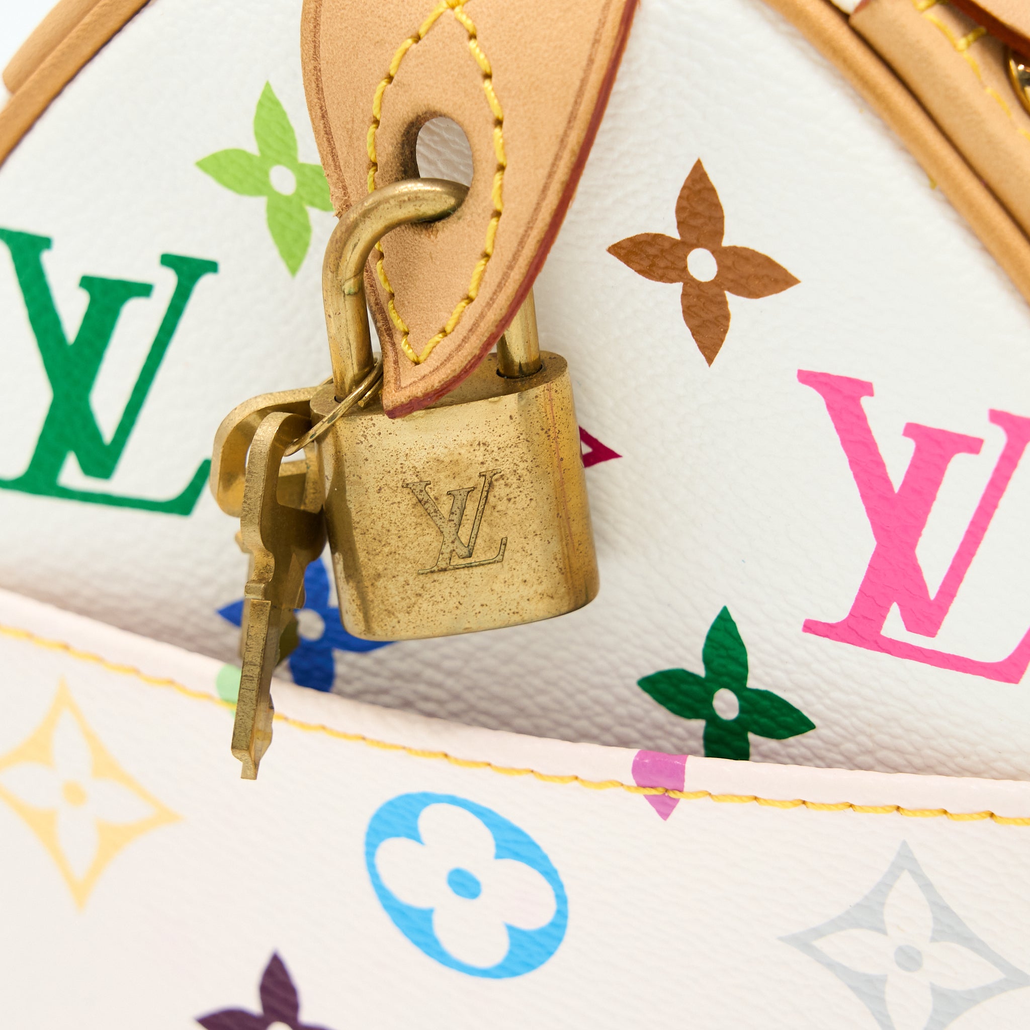 Louis Vuitton Vintage Speedy 25 Limited Edition White/Multicolour GHW - Image 7