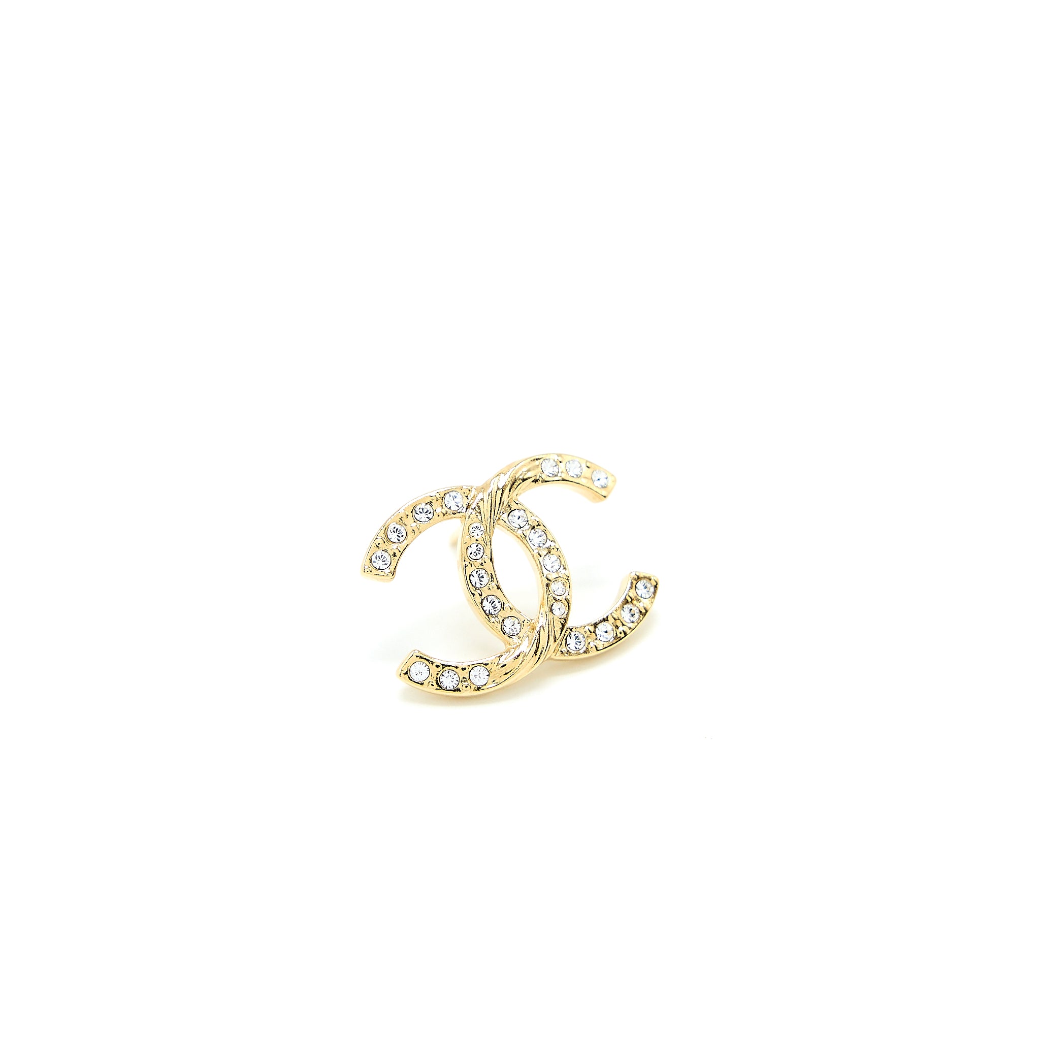 Chanel CC Logo Earrings Crystal Gold Tone - Image 2