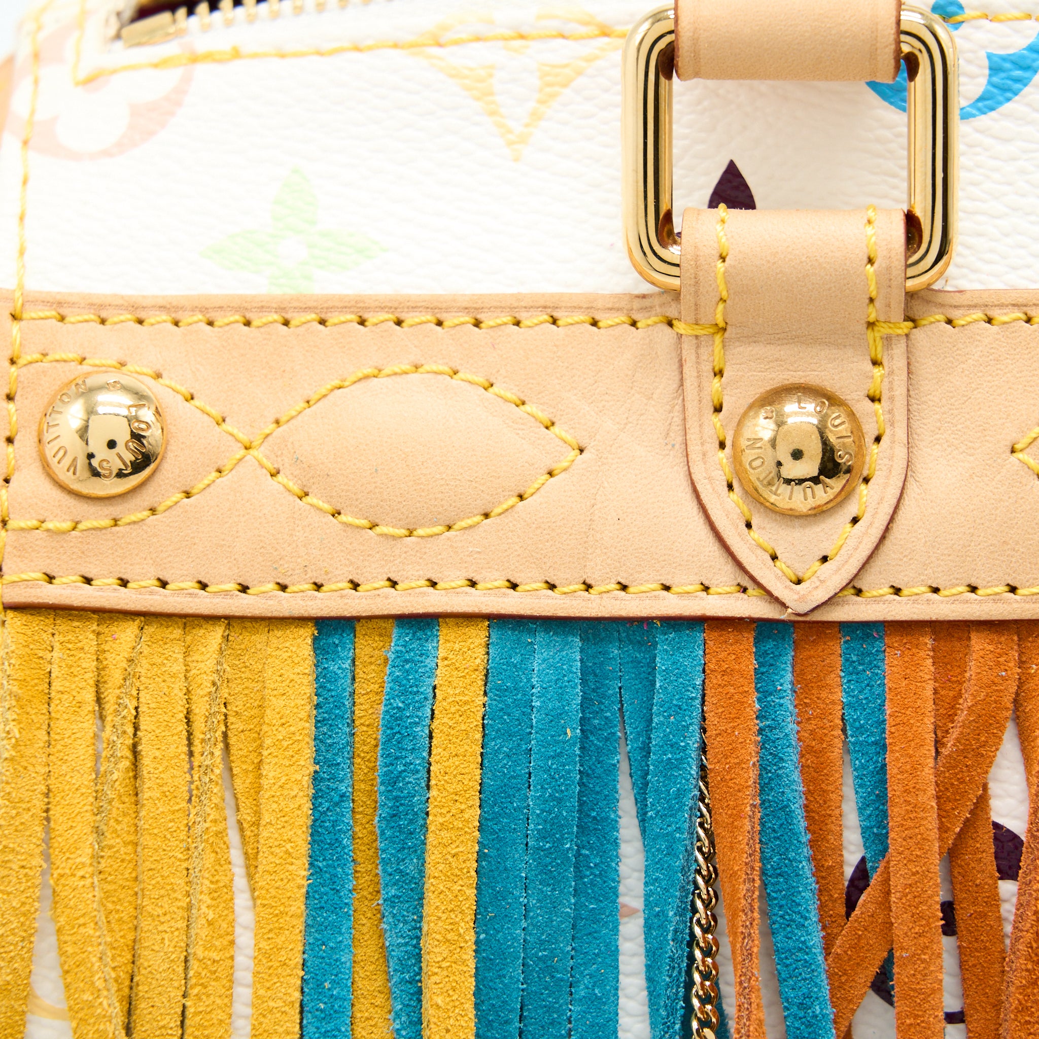 Louis Vuitton Vintage Speedy 25 Limited Edition White/Multicolour GHW - Image 8